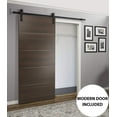 thumbnail image 3 of Barn Sliding Brown Door 32 x 84 with 6.6FT | Planum 0020 Chocolate Ash | Sturdy Top Mount Track Set Steel Set | Closet Modern Solid Core Door, 3 of 6