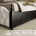 thumbnail image 5 of ANPOO Queen Wood Bed Frame with 51.2" Tall Tufted Headboard & Roman Column Design, Sturdy Platform Bed with 2 Drawers & LED Light & Wooden Slats Support, No Box Spring Needed, 1000 lbs Capacity, 5 of 9