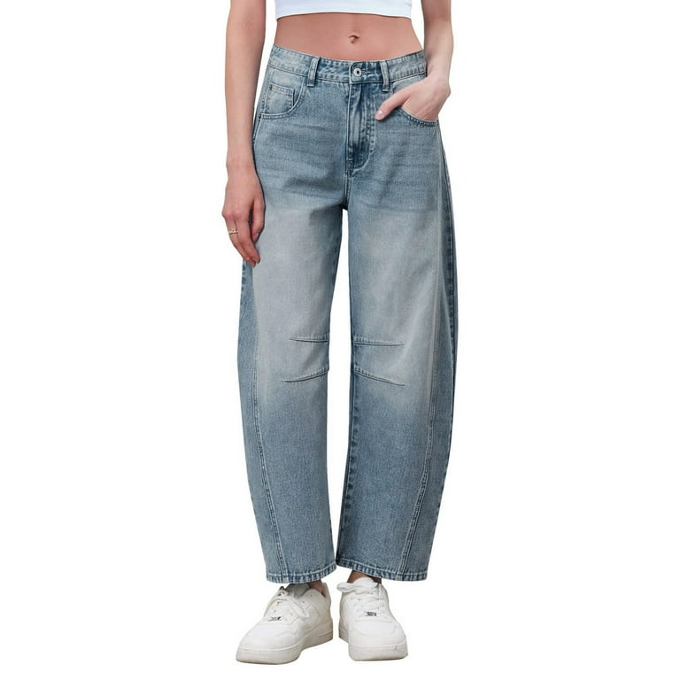 GYUJNB Barrel Jeans Women Mid Rise Barrel Leg Pants, Wide GYUJNB Barrel Jeans Women Mid Rise Barrel Leg Pants, Wide