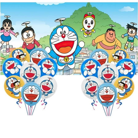 Doraemon Party Supplies Latex Balloons Decor Banner Backdrop Kit Birthday Decorations