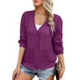 thumbnail image 3 of Vedolay Women's 2023 Tops Women's Casual Jackets Distresse Oversized Stretch Button Up Cropped Coats,Purple M, 3 of 4