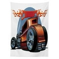 thumbnail image 3 of Ambesonne Cars Tablecloth Rectangular Table Cover, Cartooon Hot Rod Classic, 60"x90", Orange Blue Black, 3 of 4