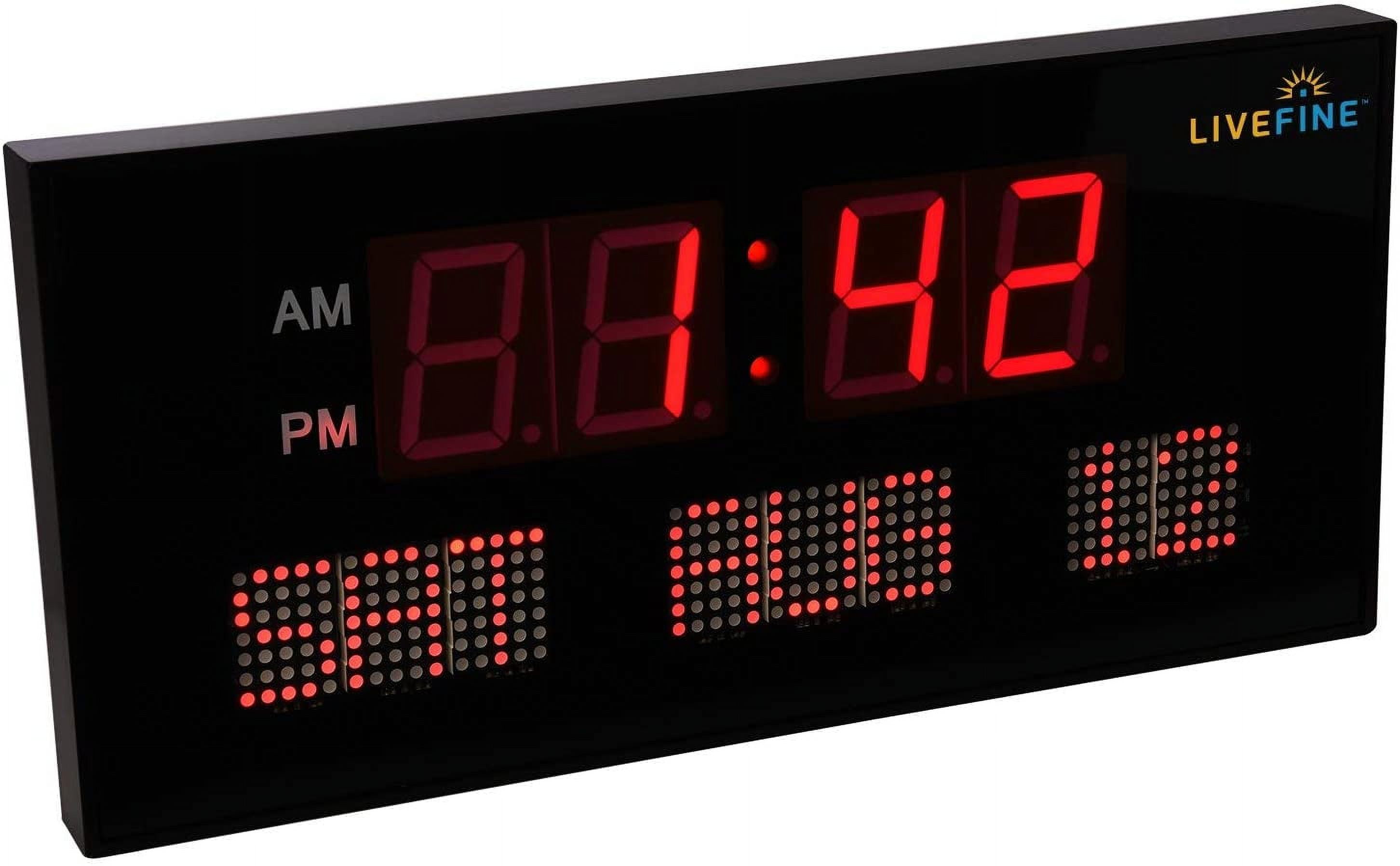 Ivation Gran reloj digital de gran tamaño con calendario LED azul con día y  fecha, estante o soporte de pared (22 pulgadas, LED rojo)