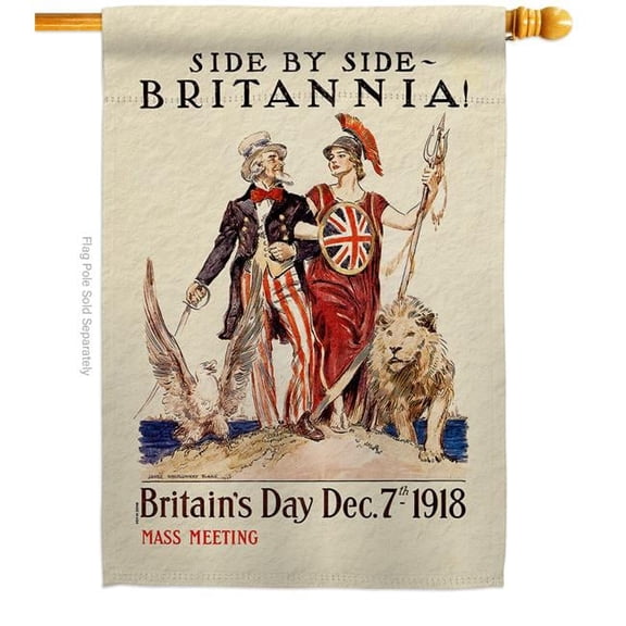 US Brotherhood H183042-BO 28 x 40 in. Side by Britannia House Flag with Armed Forces Service Double-Sided Decorative Vertical Flags Decoration Banner Garden Yard Gift