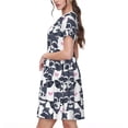 thumbnail image 2 of Easygdp Cartoon Raccoon para Vestido Transpirable de Mujer, Vestido Suelto de Manga Corta con Pliegues y Bolsillos para el Verano, 2 of 6