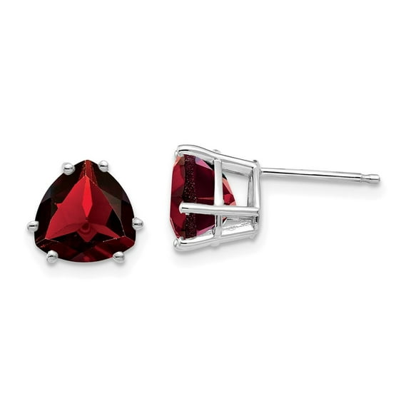 Primal Gold 14 Karat White Gold Garnet Trillion Stud Earrings