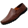 thumbnail image 1 of Go Tour Men's Premium Genuine Hand-made Leather Casual Slip on Loafers Breathable Driving Shoes Fashion Slipper A Dark Brown 7/39, 1 of 8
