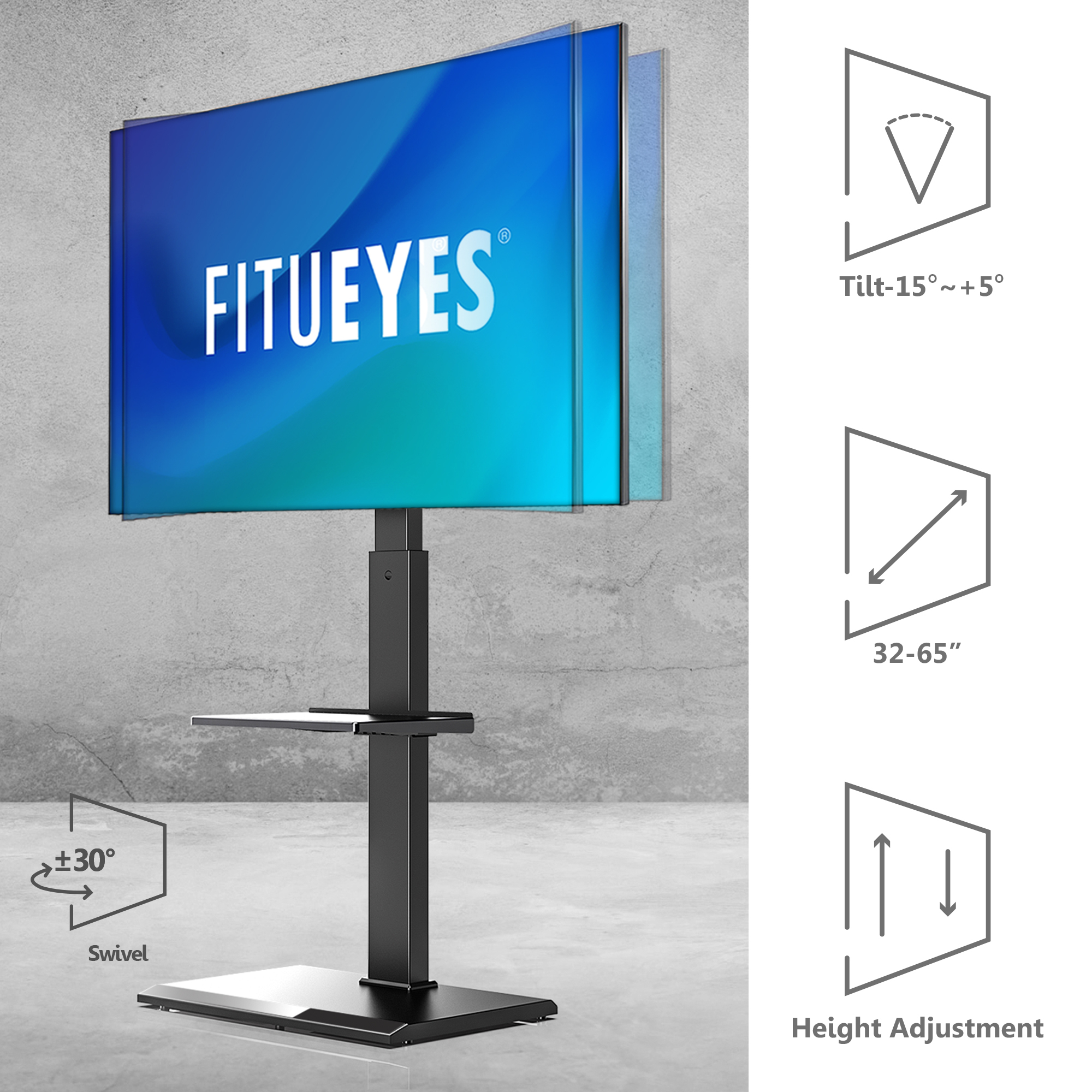 Buy FITUEYES Floor Corner TV Stand Mount with Swivel Bracket for TVs up to 65, Black Online at