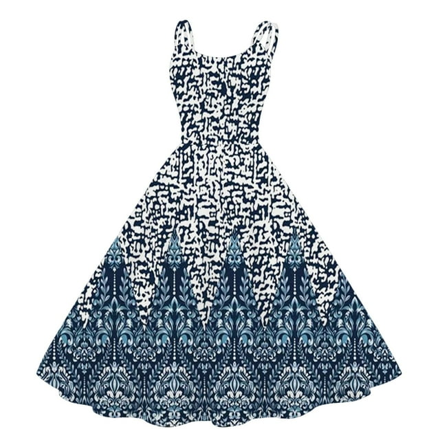 TJAZFJPA Robe de Nuit Femmes Robes Vintage pour Femmes Sans Manches Longueur Genou Rétro Ligne A Évasée Swing Formelle Bal Fête Robe Grande Taille Robe Noire Femmes Robes Été