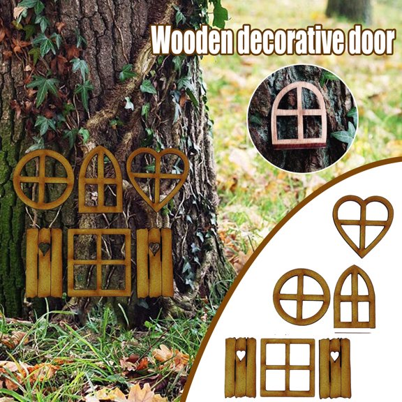 Wooden Playhouse Decoration Door For Self-Assembly Door Gnome Door Set Multcolor