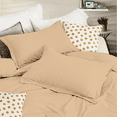 thumbnail image 3 of EGYLIN 800 Thread Count Duvet Cover set 100% Luxury Soft Egyptian Cotton with Zipper Closure 3 Pic Duvet Set - Beige , Oversized Queen (100x100), 3 of 5
