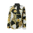 thumbnail image 1 of Seyurigaoka Women Fashion Wild Shirts Chain/Floral/Letter/Geometric Square Print Turn-Down Collar Long Sleeve Blouses Streetwear, 1 of 5