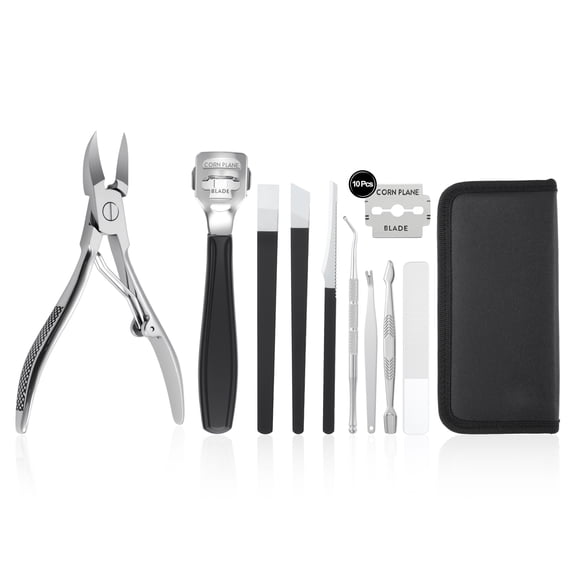 Unique Bargains Toenail Care Kit 10-Piece Ingrown Toenail Tools Professional Grooming Set for Toe Nail Clipper Foot Scraper Callus Removal & Pedicure