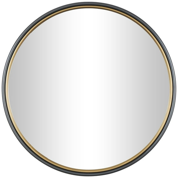 DecMode 46" x 46" Black Wall Mirror with Gold Inner Frame
