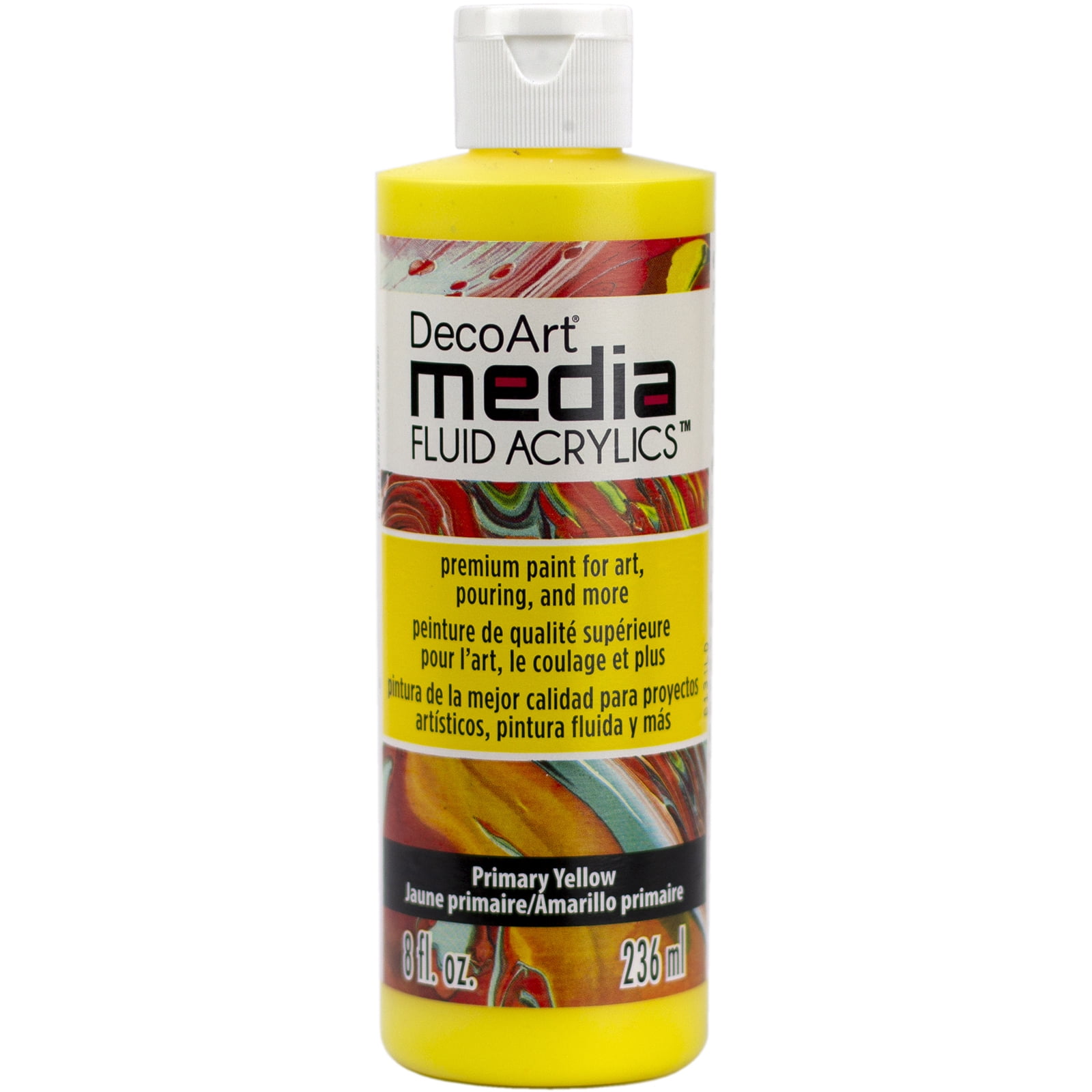 DecoArt Media Fluid Acrylic Paint, 8 oz., Primary Yellow (Series 1