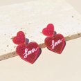 thumbnail image 3 of Cute Love Heart Drop Dangle Earrings Acrylic Lover Double Hearts Dangling Earring for Women, 3 of 6