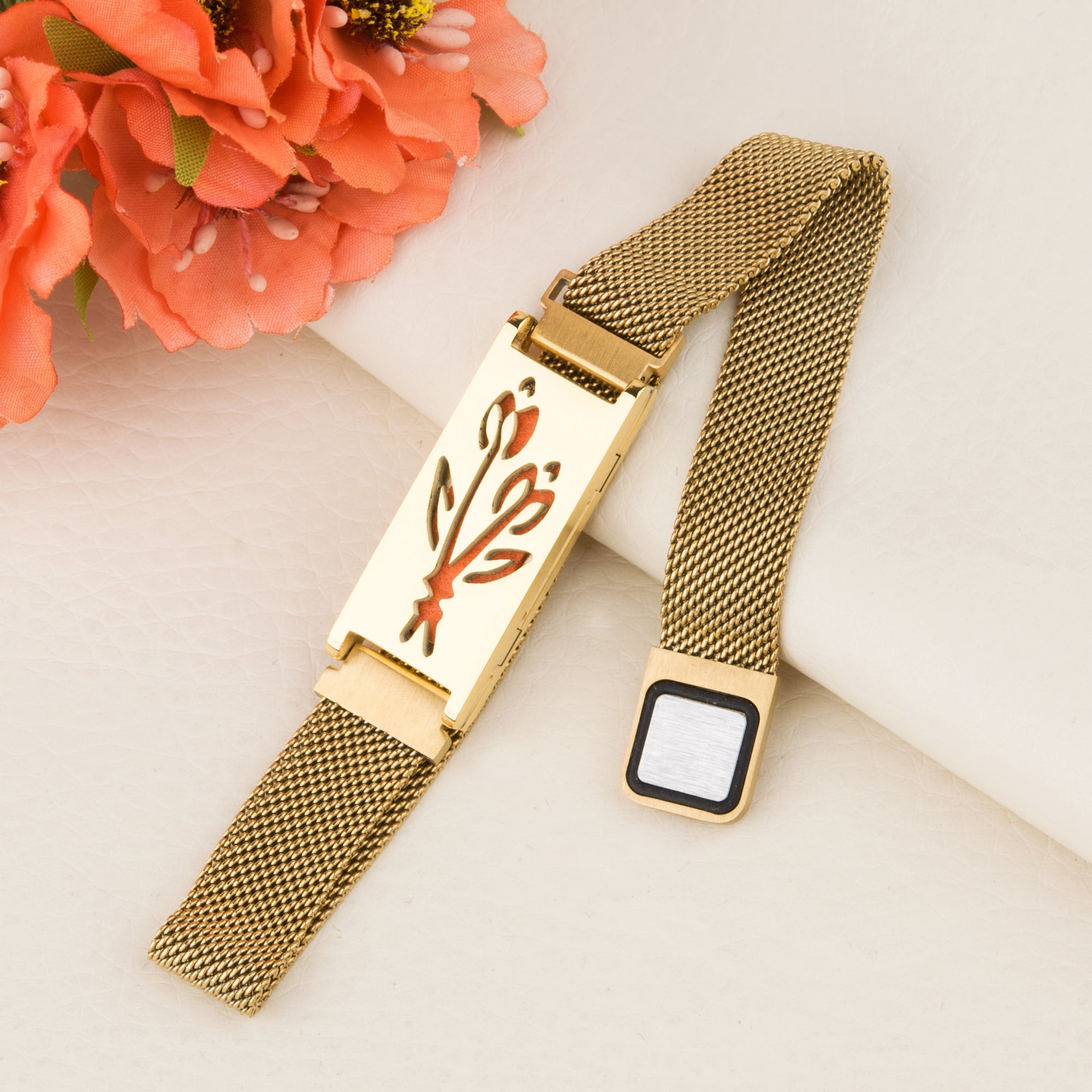 Anavia Essential Oil Bracelets, Aromatherapy Bracelet, Diffuser Bracelet, Aromatherapy Oil Lockets, Diffuser Lockets, Aromatherapy Jewelry, Diffuser Jewelry, With Gifts Box-[Gold]