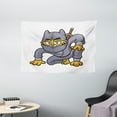 thumbnail image 1 of Ninja Cat Tapestry, Cartoon Design Fighter Animal Character in Asian Inspired Clothes Nursery Image, Wall Hanging for Bedroom Living Room Dorm Decor, 60"W X 40"L,Multicolor, by Ambesonne, 1 of 2