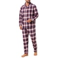 thumbnail image 4 of INSPIRAR CHIC Conjunto de Pijamas de Dos Piezas de Manga Larga con Botones Casual a Cuadros en Rojo y Azul para Hombre, 4 of 5