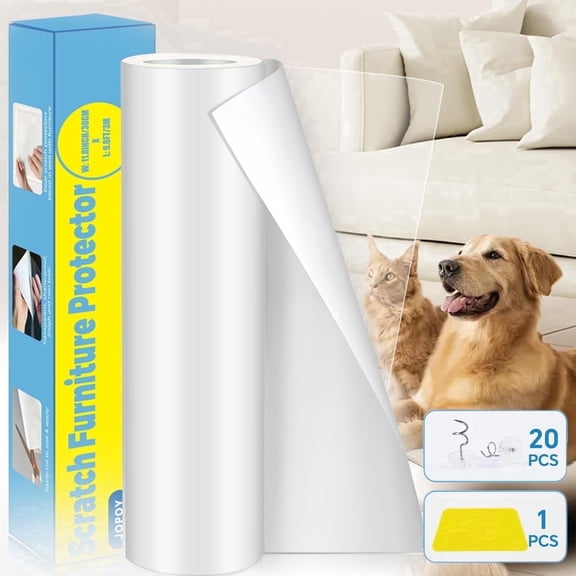 Cat Scratch Furniture Protector: Cat Anti Scratch Tape - Door Protector from Dog Scratching Transparent, 17.72" x 9.8FT