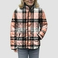 thumbnail image 6 of felwors Women's Middle-Aged and Senior Plaid Print Cotton Coat, Stand Collar Lightweight Fall Winter Outerwear Loungewear Light Pink, L, 6 of 8