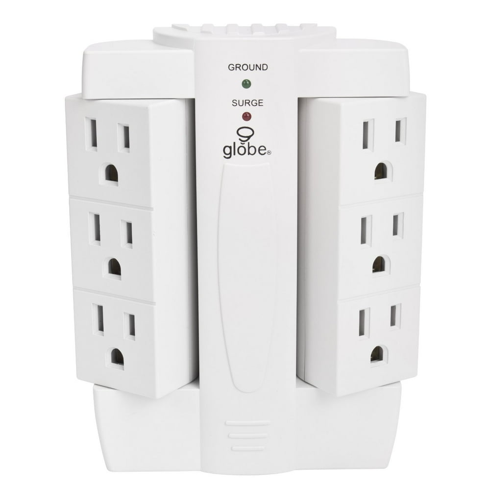 Globe Electric 6Outlet White Space Saver Swivel Surge Protector