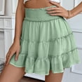 thumbnail image 3 of Women's Solid Pleated Ruffle Skirt - Elastic Waist, Chafing-Resistant, Casual/Vacation, Polyester Spandex - Pleated Design, 3 of 6
