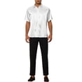 thumbnail image 2 of INSPIRE CHIC Satin Shirts for Men's Short Sleeves Collared Summer Button Down Shirts White M, 2 of 4