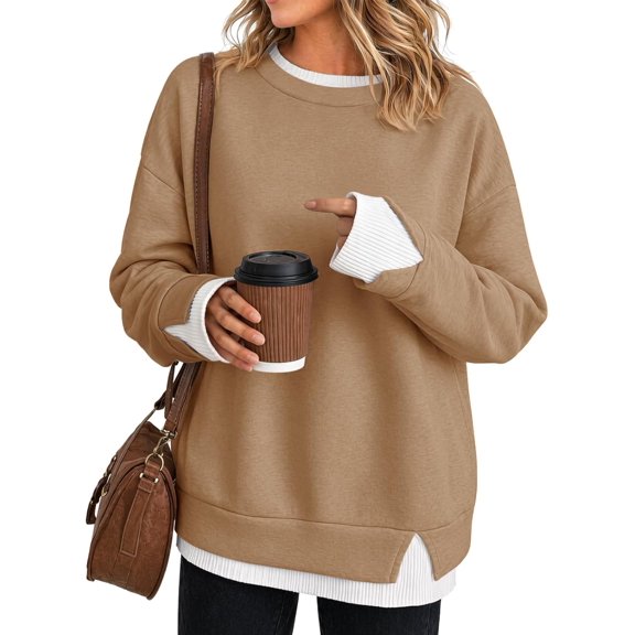 Womens Oversized Crewneck Sweatshirt - Teacher Outfits Fall Long Sleeve Top