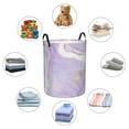 thumbnail image 4 of Balery Lavender Glitter Foil Stripes Cesta de ropa redonda con asas, impermeable, independiente, para ropa, juguetes, dormitorio y familia-Medium, 4 of 6