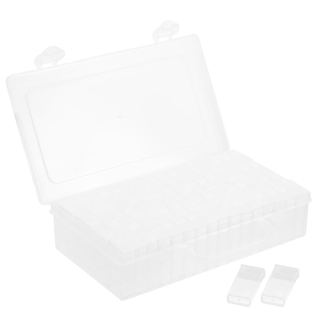 Caja Transparente De 64 Rejillas, Contenedores De Almacenamiento, Contenedor De Almacenamiento De Cuentas, Accesorios De Pintura De Diamantes, Caja De Almacenamiento De 64 Ranuras Yuarrent HA019769-00