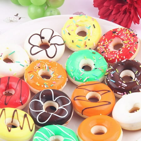 Colorful Simulation Donut Ornaments Fake Cake Model Fun Toys Soft Decoration Home Kitchen Creative Christmas/New Year Gift Style:Random Color