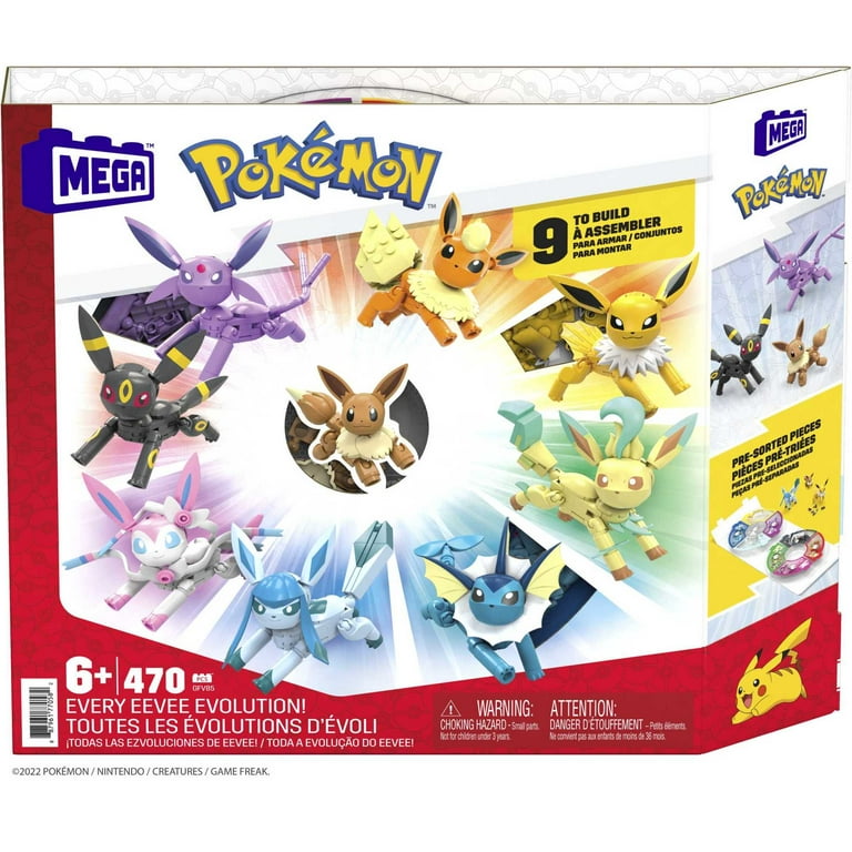 MEGA Pokemon Eevee Evolution Playset: Buildable & Articulated Figures Kit (470 Pieces) for Kids - Walmart.com