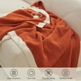 thumbnail image 6 of Chenille Waffle Knit Throw Blanket Reversible Bedding Blanket, 50"x60", Burnt Orange, 6 of 7