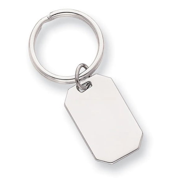 Rhodium-plated Polished Rectangle Key Ring Size
