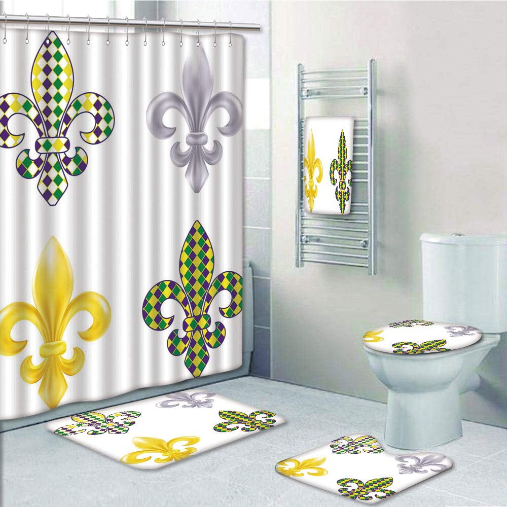 PRTAU Mardi Gras Fleur De Lis Motifs with Mardi Gras Traditional Lily