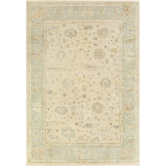 Hauteloom Americus Wool Living Room, Bedroom Area Rug - Traditional - Sage, Beige, Dark Brown - 2' x 3'