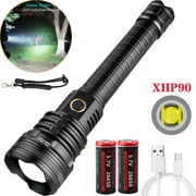 Garberiel 5 Modes XHP90 90000Lumens Super Bright Led Flashlight USB Rechargeable Tactical Zoomable Torch for Hiking Hunting Camping (Battery Include)