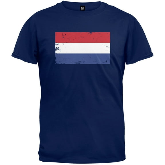 World Cup Netherlands Distressed Flag Navy T-Shirt - Small