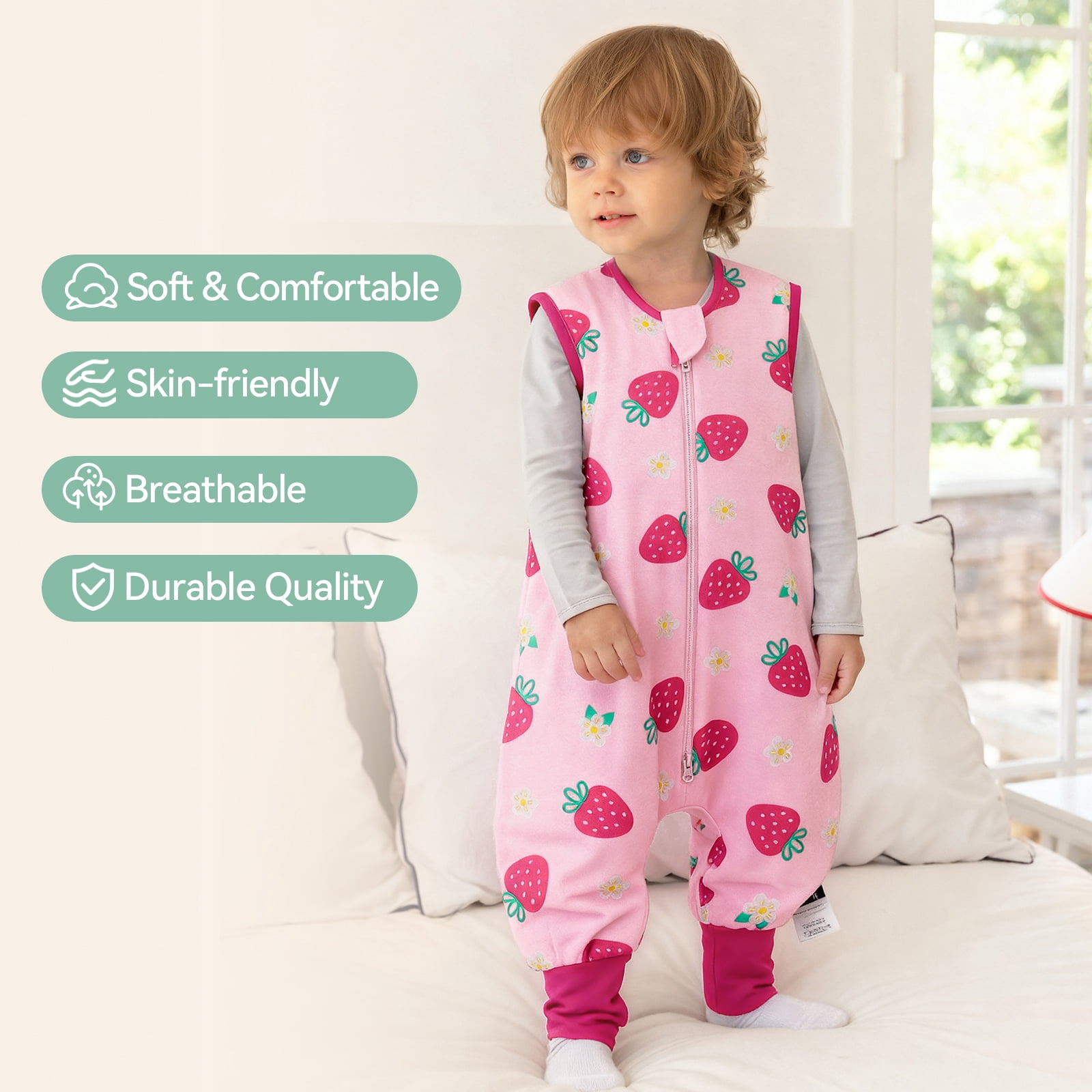 3 Pack-0.5 Tog Lightweight Summer Toddler Sleep Sack with Feet 6-12 Months 100% Cotton Breathable Unisex Baby Sleep Sack with Legs 2-Way Zipper Footed Wearable Blanket