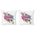 thumbnail image 1 of Romantic Throw Pillow Cushion Cover Pack of 2, Watercolor Mix Bouquet Hydrangea Pattern, Zippered Double-Side Digital Print, 4 Sizes, White Multicolor, by Ambesonne, 1 of 2