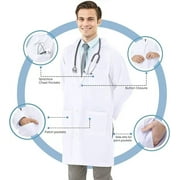 Professional Scrubs White Lab Coats for Women & Men, Classic Medical Uniform With 3 Pockets 37'' S