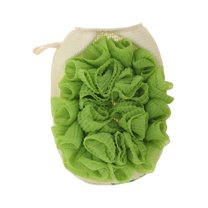 Unique Bargains 1 Pc Shower Gloves Exfoliating Glove for Bathroom 7.48"x5.51" Green