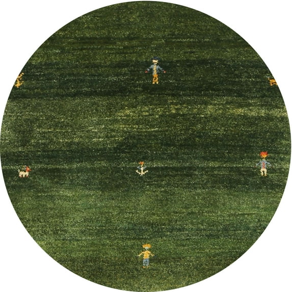 Ahgly Company Indoor Round Contemporary Dark Forest Green Abstract Area Rugs, 6' Round