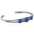 thumbnail image 3 of Sterling Silver Genuine Lapis 3 Stone Friendship Cuff Bracelet Size Small - Large, 3 of 8
