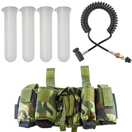 Paintball Accessory Bundle Includes Harness, 4 Clear Paintball Pods, and Remote Line with
