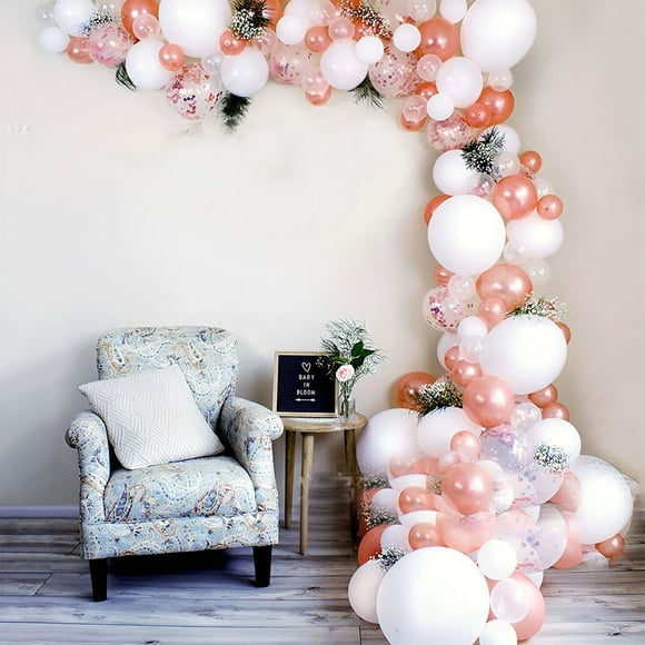 102pcs Ballon Arc Kit Fête Fournitures Décorations Or Rose Blanc & Boule Transparente Nacrée Ballons Dorés pour Anniversaire de Mariage & Baby Shower