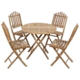 thumbnail image 2 of Juego de comedor para patio VidaXL, plegable, 5 piezas, bambú con cojines, 2 of 8