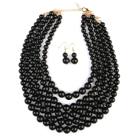 - RIAH FASHION Beaded Bubble Statement Necklace