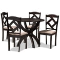 thumbnail image 2 of Baxton Studio Quinlan Modern and Contemporary Sand Fabric Upholstered and Dark Brown Finished Wood 5-Piece Dining Set, 2 of 9
